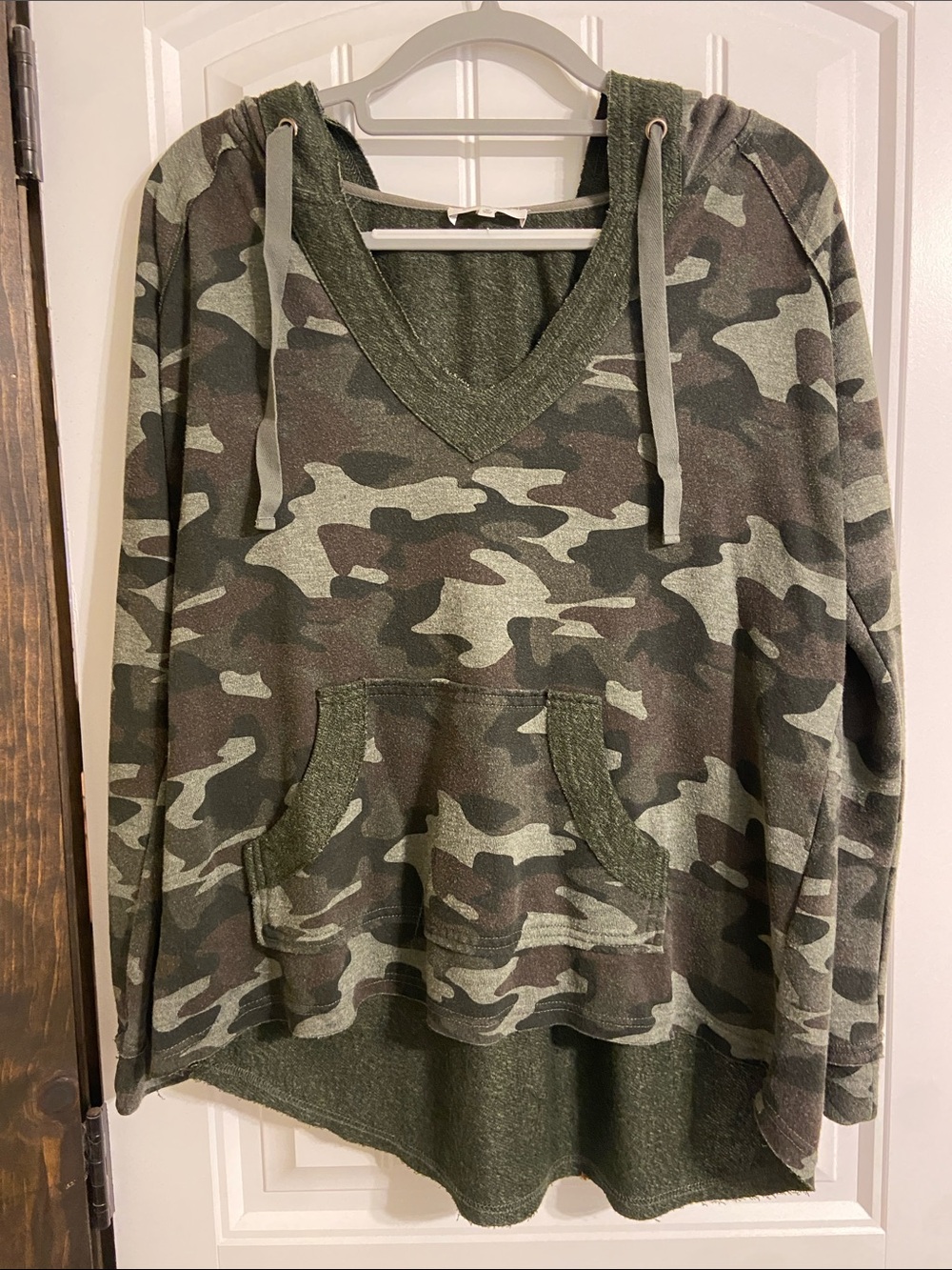 2pc Camo V-Neck Hooded Pullover and Pant set